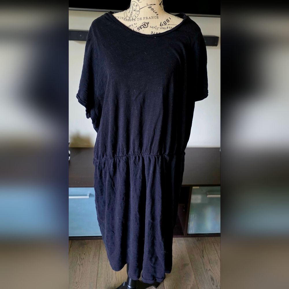 Women's Plus Size 4X Old Navy Black Tee Shirt Dress Elastic Waist Short Sleeve